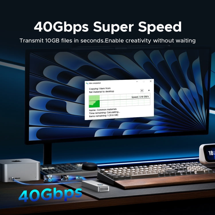 ORICO OUM2-U4-GY-BP 40Gbps M.2 SSD Enclosure with Type-C+USB Cable - HoMEdemic™ 