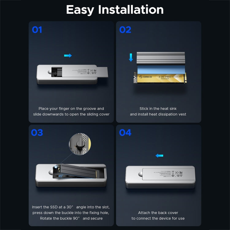 ORICO OUM2-U4-GY-BP 40Gbps M.2 SSD Enclosure with Type-C+USB Cable - HoMEdemic™ 