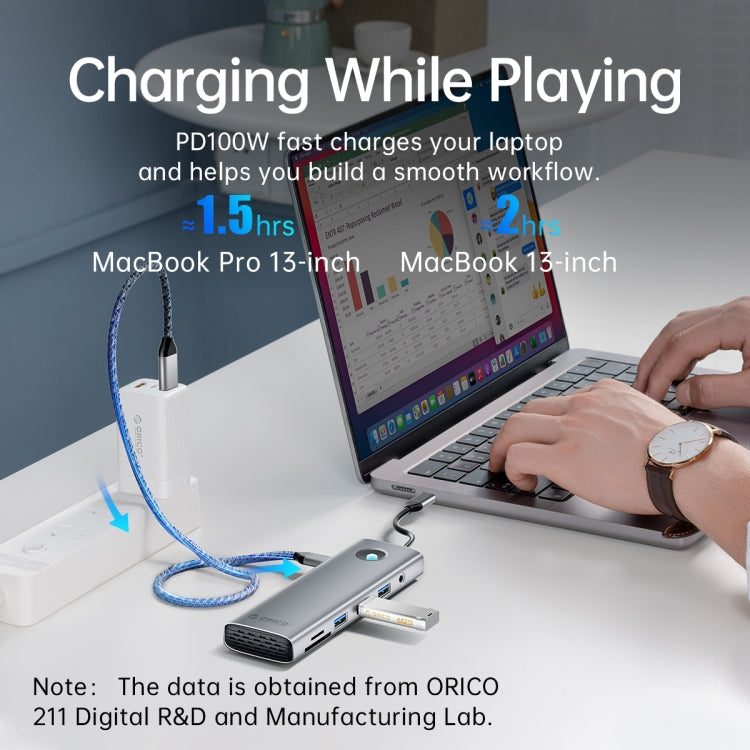 ORICO PW11-8PM Type-C / USB-C 8-in-1 5Gbps Multifunction Docking Station Card Reader (Silver) - HoMEdemic™ 