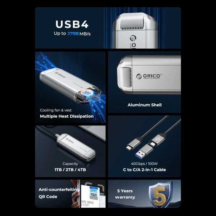 ORICO R40-2T 2TB 40Gbps Racing Car-Inspired Portable SSD Enclosure(Silver) - HoMEdemic™ 