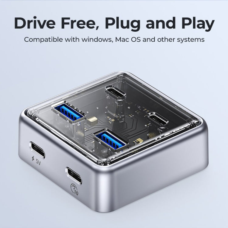 ORICO XHJ2U2C-G2 4-Port Compact Zinc Alloy USB 3.0 HUB Expand Converter(Silver) - HoMEdemic™ 