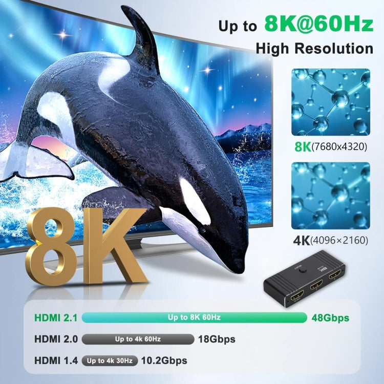 OZ 8K 60Hz 2 in 1 Out HD Automatic Two Way Switcher with Remote Control - HoMEdemic™ 