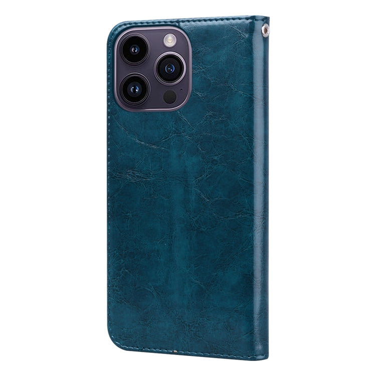 Oil Wax Texture Shockproof Flip Leather Phone Case For iPhone 15 Pro(Blue) - HoMEdemic™ 