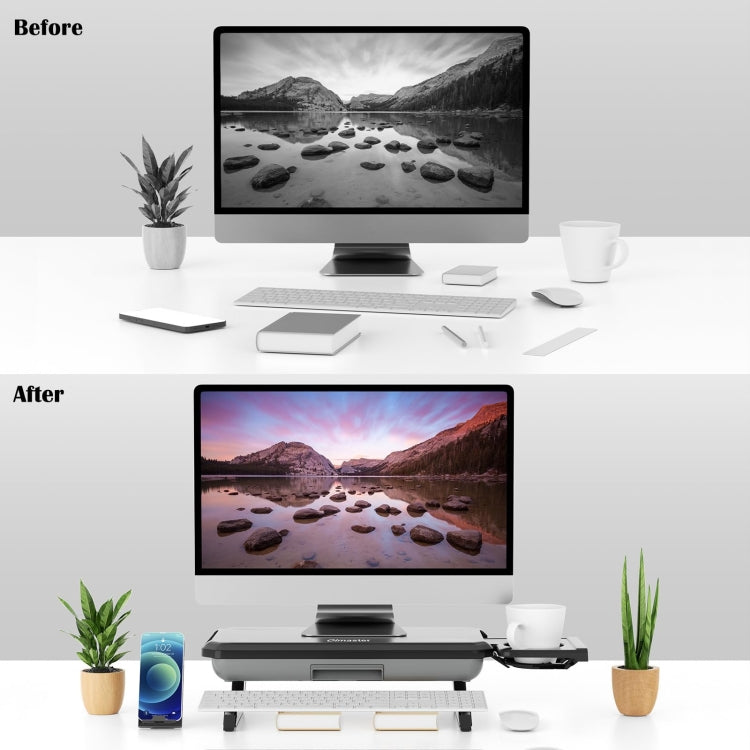Oimaster Monitor Stand Riser Adjustable Height Laptop Bracket With Storage Drawer, Spec: Upgrade - HoMEdemic™ 