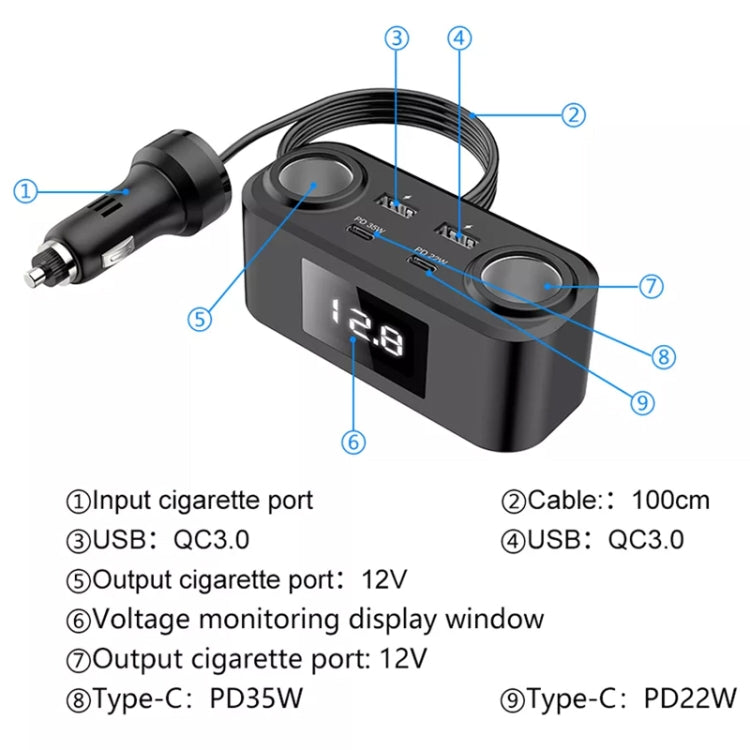 One To Four PD+QC Car Cigarette Lighter Multi-Port Mobile Phone Charger - HoMEdemic™ 