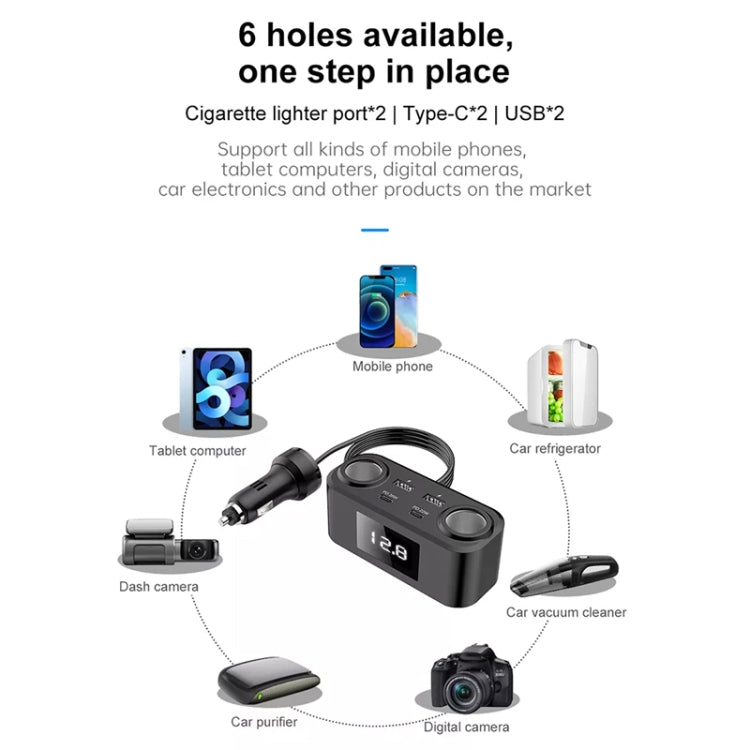 One To Four PD+QC Car Cigarette Lighter Multi-Port Mobile Phone Charger - HoMEdemic™ 