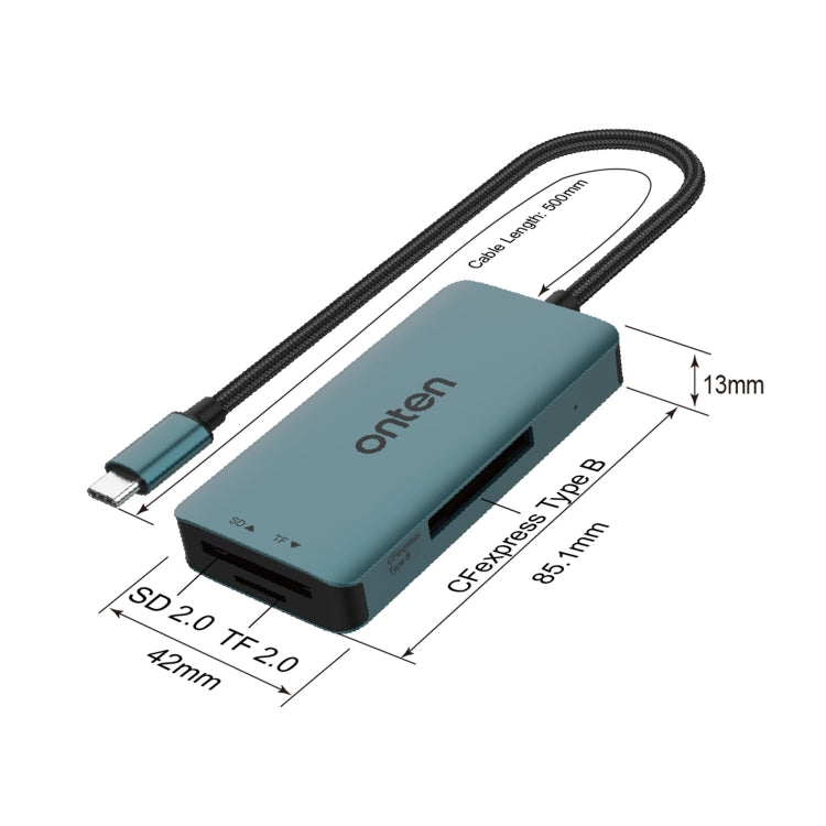 Onten C11 3 in 1 USB-C / Type-C to CFepress Type-B & SD & TF Card Reader(Pine Green) - HoMEdemic™ 