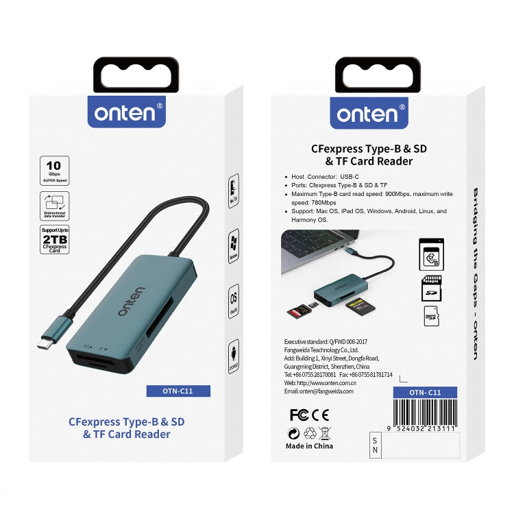 Onten C11 3 in 1 USB-C / Type-C to CFepress Type-B & SD & TF Card Reader(Pine Green) - HoMEdemic™ 