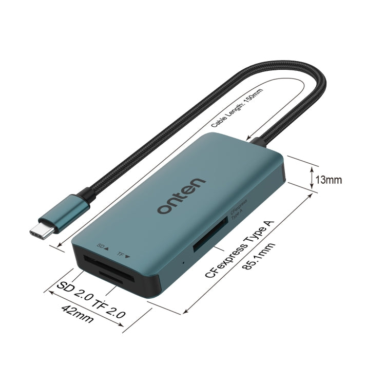 Onten C12 3 in 1 USB-C / Type-C to CFepress Type-A & SD & TF Card Reader(Pine Green) - HoMEdemic™ 