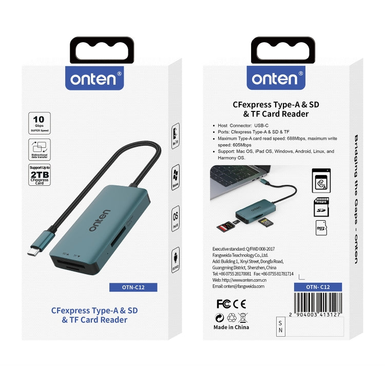 Onten C12 3 in 1 USB-C / Type-C to CFepress Type-A & SD & TF Card Reader(Pine Green) - HoMEdemic™ 