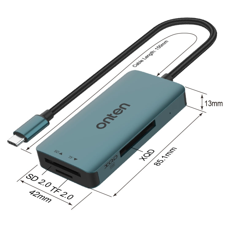 Onten C13 3 in 1 USB-C / Type-C to XQD & SD & TF Card Reader(Pine Green) - HoMEdemic™ 