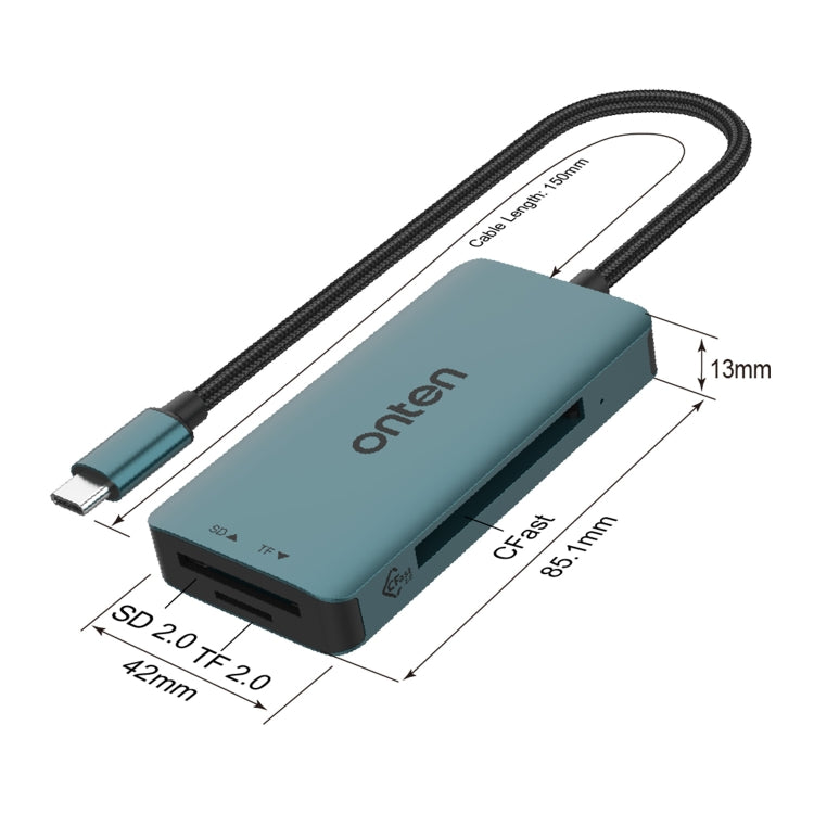 Onten C15 3 in 1 USB-C / Type-C to CFast 2.0 & SD & TF Card Reader(Pine Green) - HoMEdemic™ 