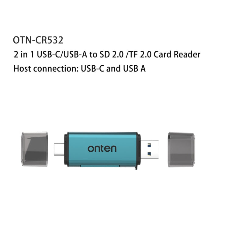 Onten CR532 2 in 1 USB-A / USB-C to SD2.0 / TF2.0 USB Card Reader(Pine Green) - HoMEdemic™ 