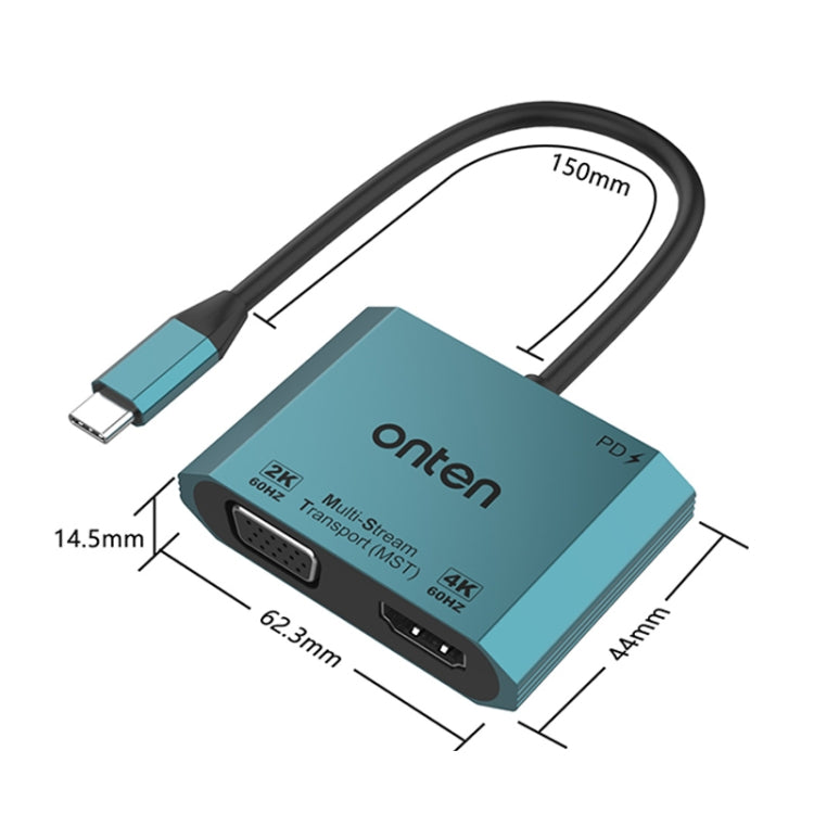 Onten M205 3 in 1 Type-C to HDMI+VGA+PD Fast Charge Video Converter (Green) - HoMEdemic™ 