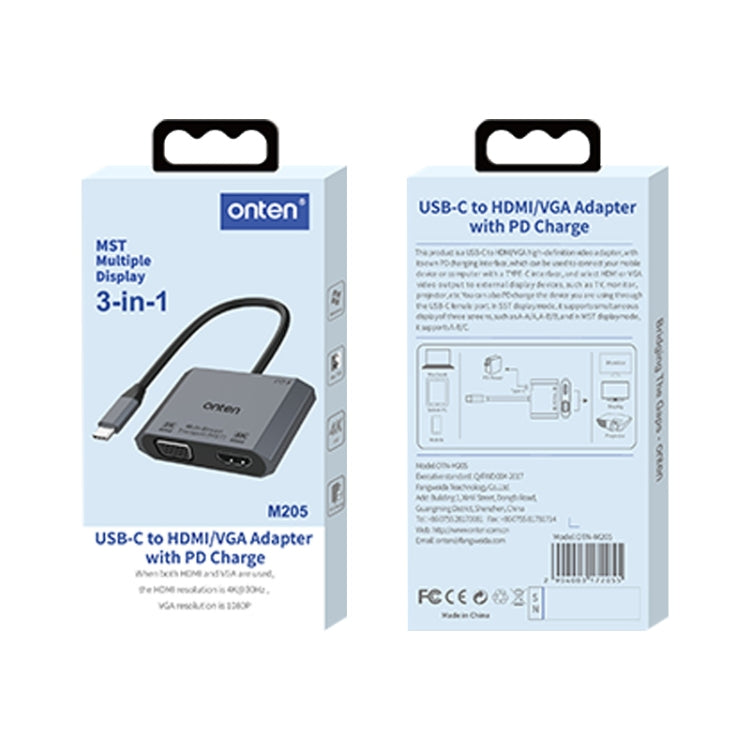 Onten M205 3 in 1 Type-C to HDMI+VGA+PD Fast Charge Video Converter (Green) - HoMEdemic™ 