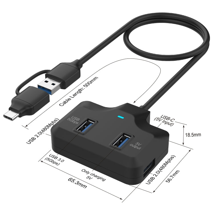 Onten OTN-UCA2310 4 in 2 USB-C / Type-C + USB3.0 4-Ports HUB Docking Station - HoMEdemic™ 