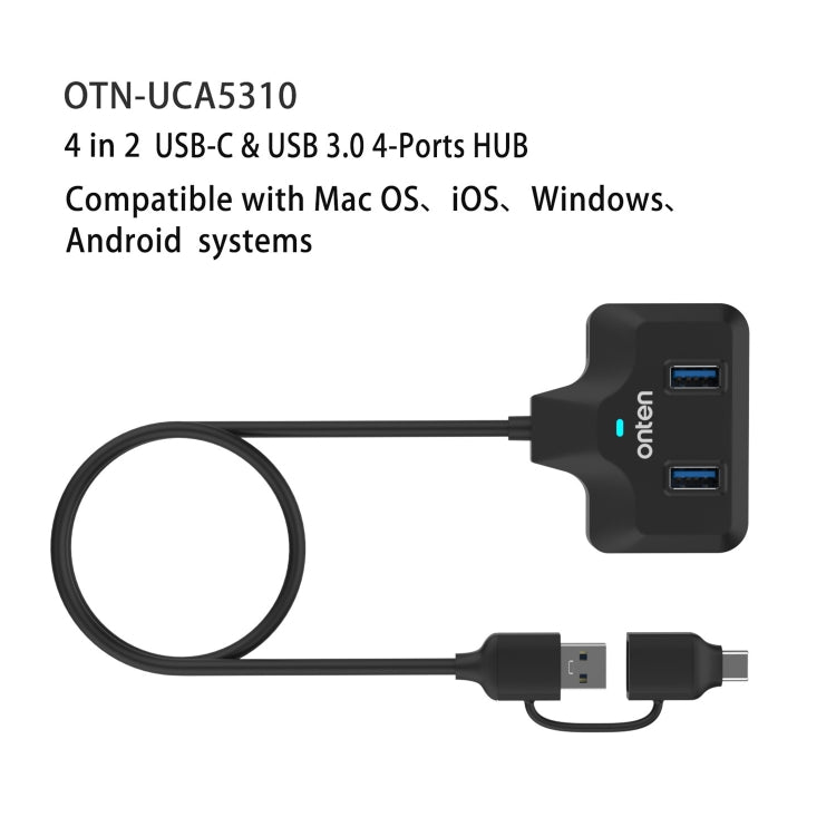 Onten OTN-UCA2310 4 in 2 USB-C / Type-C + USB3.0 4-Ports HUB Docking Station - HoMEdemic™ 