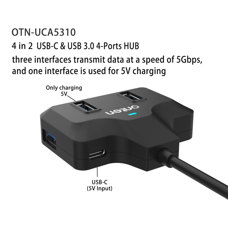 Onten OTN-UCA2310 4 in 2 USB-C / Type-C + USB3.0 4-Ports HUB Docking Station - HoMEdemic™ 