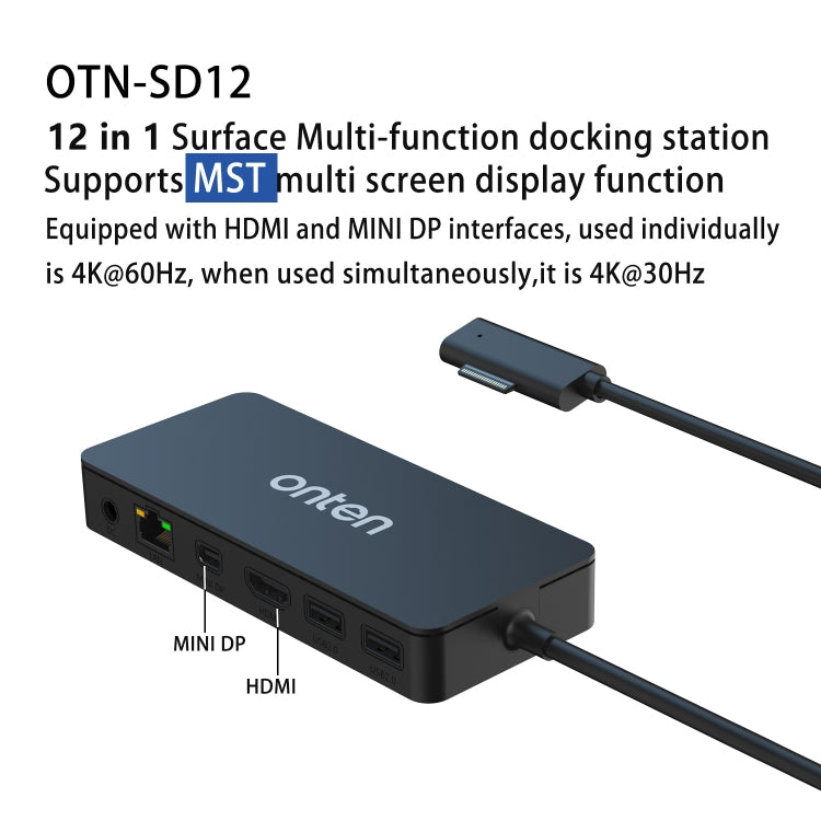 Onten SD12 For Microsoft Surface 12 in 1 Multi-function Docking Station - HoMEdemic™ 