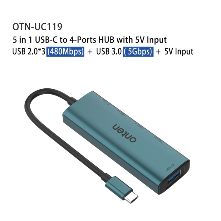 Onten UC119 5 in 1 USB-C / Type-C to USB 4-Ports USB HUB with 5V Input - HoMEdemic™ 
