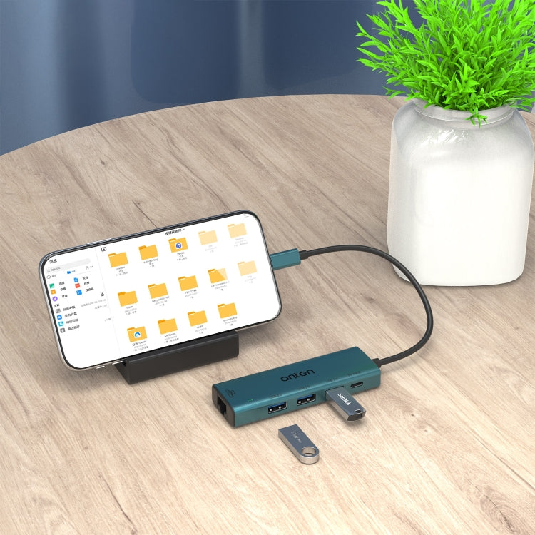 Onten UC121 5 in 1 USB-C / Type-C to USB 3.0 HUB with 5V Input & 100Mbps Network Card - HoMEdemic™ 
