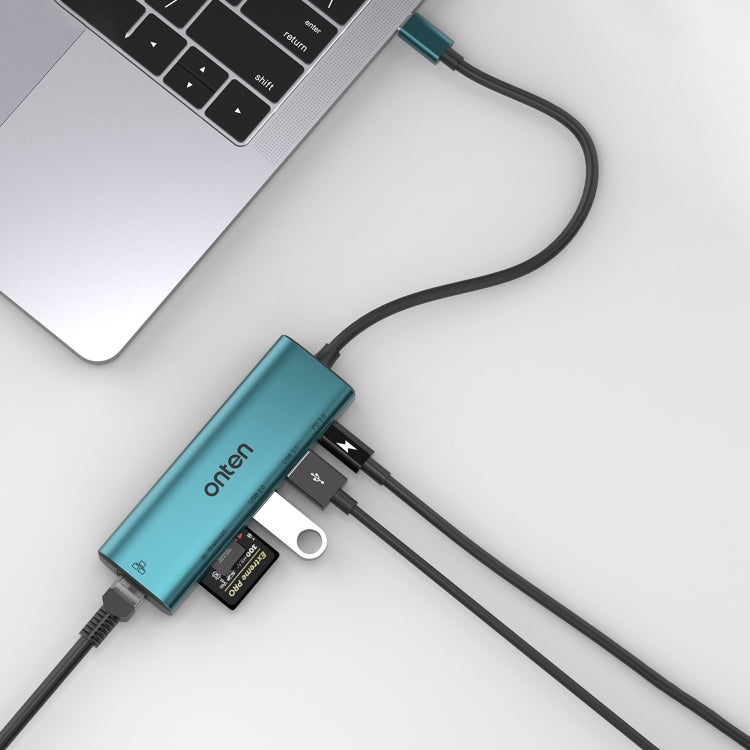 Onten UC122 6 in 1 USB-C / Type-C to SD + TF Card + USB 3.0 HUB with 5V Input & 100Mbps Network Card - HoMEdemic™ 