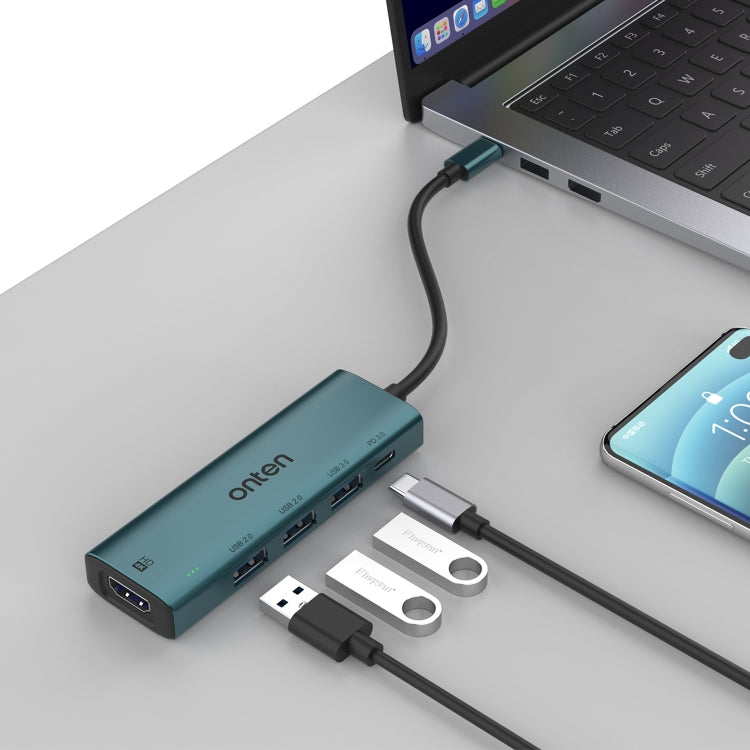 Onten UC123 5 in 1 USB-C / Type-C to HDMI + USB3.0 HUB Docking Station with 5V Input - HoMEdemic™ 
