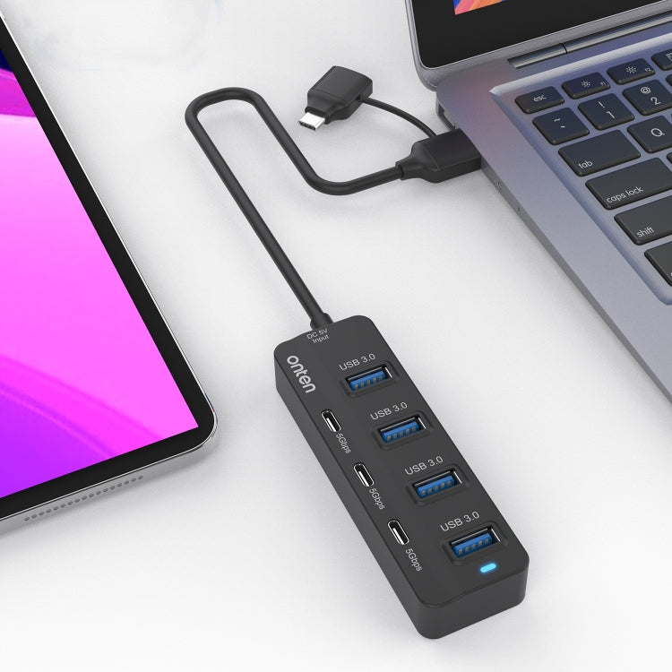 Onten UCA5306 7 in 2 USB3.0 + Type-C 7-Ports HUB Docking Station Support OTG Function - HoMEdemic™ 