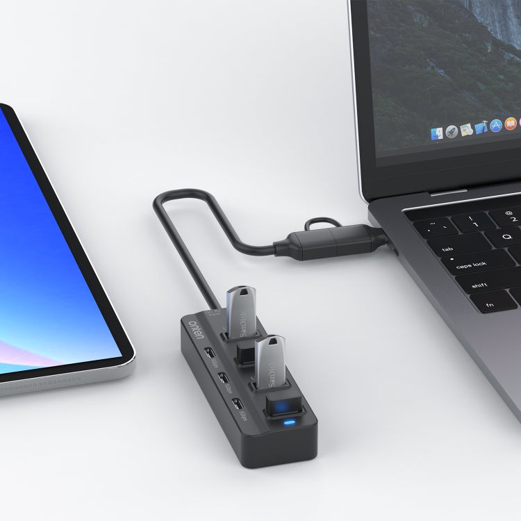 Onten UCA5306 7 in 2 USB3.0 + Type-C 7-Ports HUB Docking Station Support OTG Function - HoMEdemic™ 