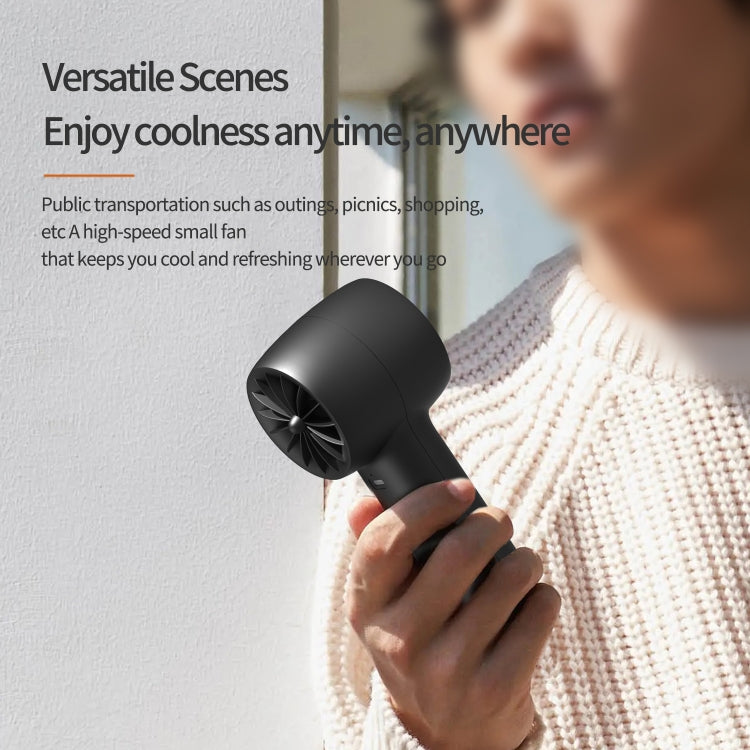 Outdoor Handheld Turbine Digital Display 100-Speed High-Speed Mini Fan, Color: Black - HoMEdemic™ 