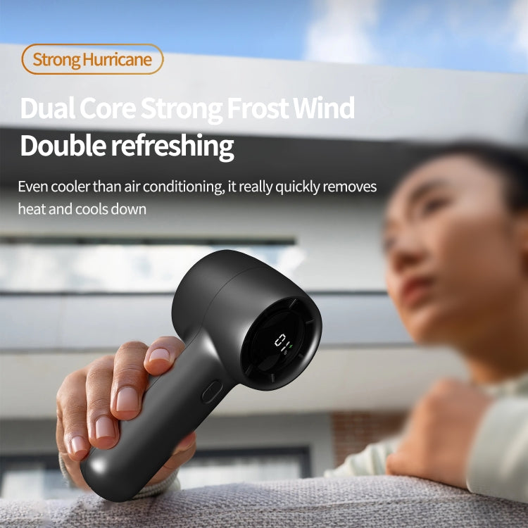 Outdoor Handheld Turbine Digital Display 100-Speed High-Speed Mini Fan, Color: White - HoMEdemic™ 