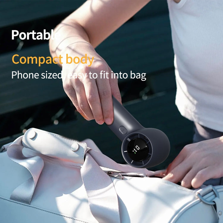 Outdoor Handheld Turbine Digital Display 100-Speed High-Speed Mini Fan, Color: White - HoMEdemic™ 