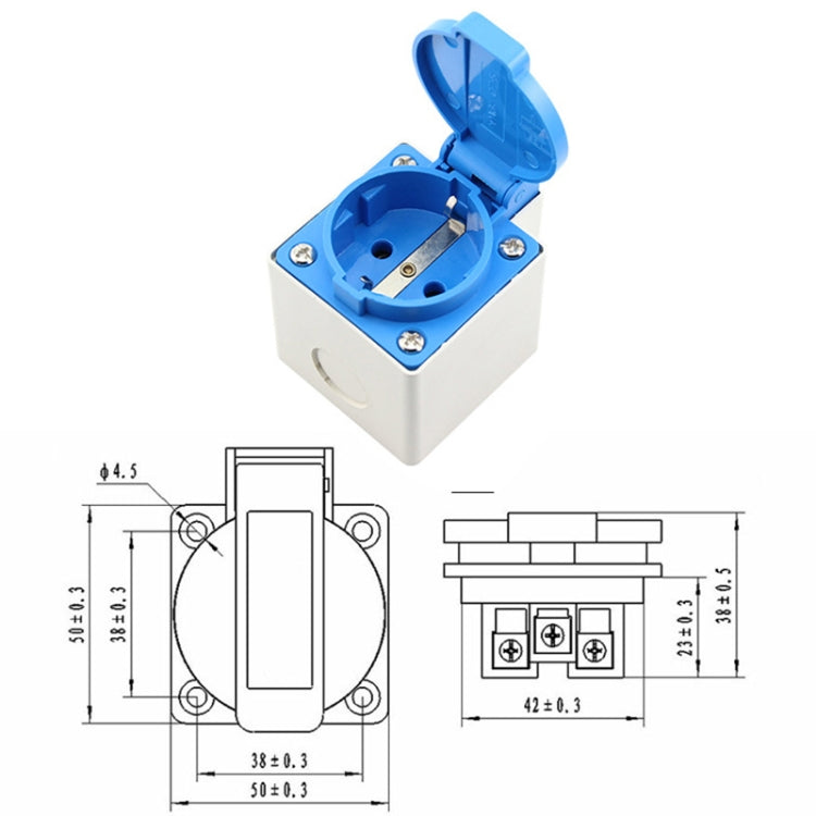 Outdoor IP44 Waterproof Socket with Cover, EU Plug - HoMEdemic™ 