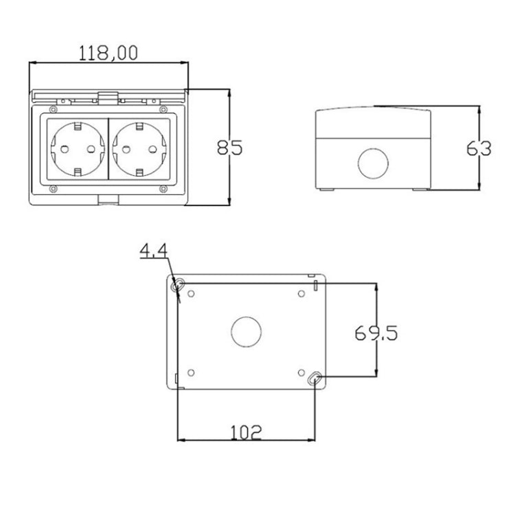 Outdoor IP55 Waterproof Double-connection Socket, EU Plug - HoMEdemic™ 