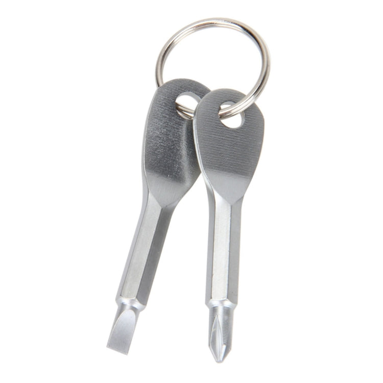 Outdoor Portable 2 in 1 Slotted + Cross Screwdriver Set Tool with Keyring, 2 in 1 (Silver) - HoMEdemic™ 