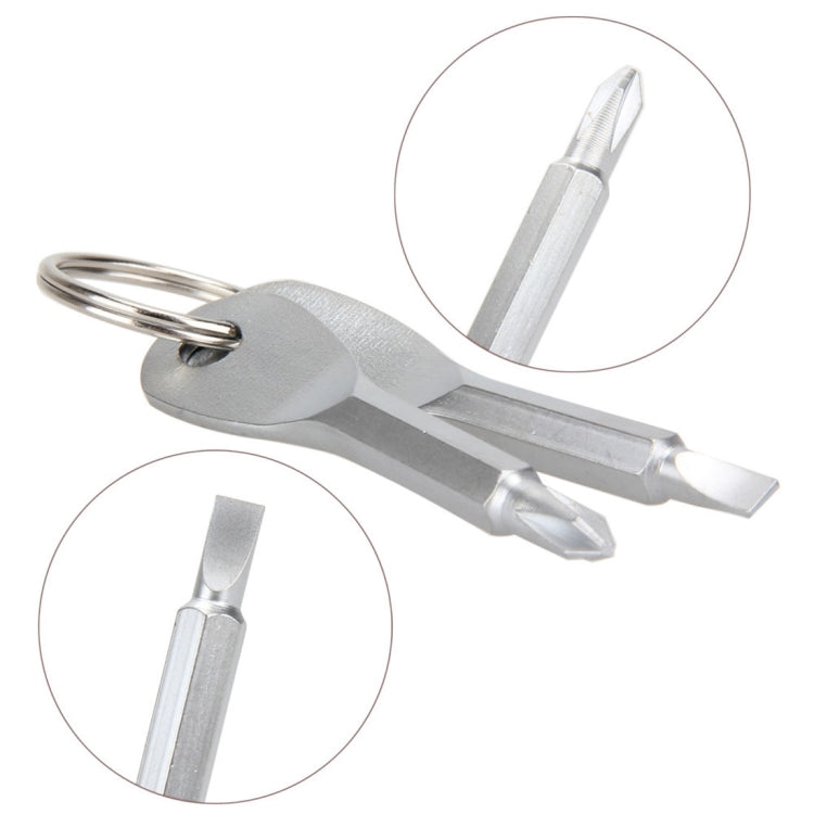 Outdoor Portable 2 in 1 Slotted + Cross Screwdriver Set Tool with Keyring, 2 in 1 (Silver) - HoMEdemic™ 