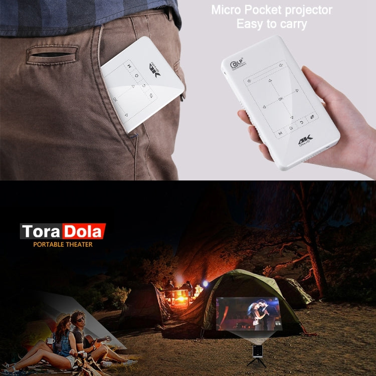 P09 Portable 4K Ultra HD DLP Mini Smart Projector with Infrared Remote Control, Amlogic S905X 4-Core A53 up to 1.5GHz Android 6.0, 1GB+8GB, Support 2.4G/5G WiFi, Bluetooth, TF Card - HoMEdemic™ 