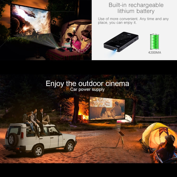P09 Portable 4K Ultra HD DLP Mini Smart Projector with Infrared Remote Control, Amlogic S905X 4-Core A53 up to 1.5GHz Android 6.0, 1GB+8GB, Support 2.4G/5G WiFi, Bluetooth, TF Card - HoMEdemic™ 