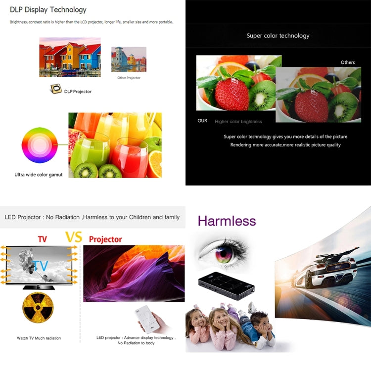 P09 Portable 4K Ultra HD DLP Mini Smart Projector with Infrared Remote Control, Amlogic S905X 4-Core A53 up to 1.5GHz Android 6.0, 1GB+8GB, Support 2.4G/5G WiFi, Bluetooth, TF Card - HoMEdemic™ 