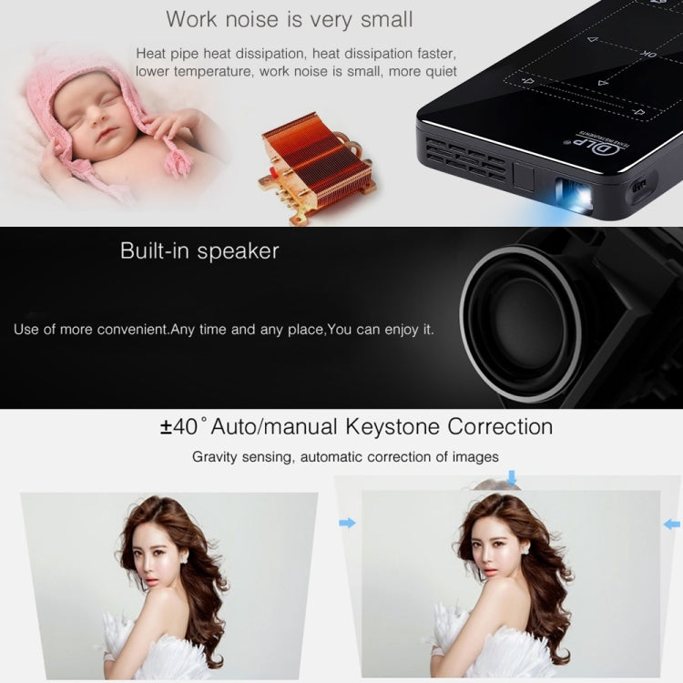 P09 Portable 4K Ultra HD DLP Mini Smart Projector with Infrared Remote Control, Amlogic S905X 4-Core A53 up to 1.5GHz Android 6.0, 1GB+8GB, Support 2.4G/5G WiFi, Bluetooth, TF Card - HoMEdemic™ 