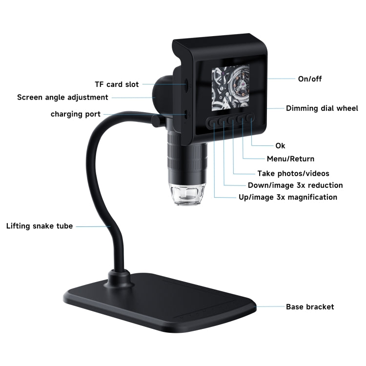 P190 1000X Desktop HD Digital Microscope with 2.4 inch Screen - HoMEdemic™ 