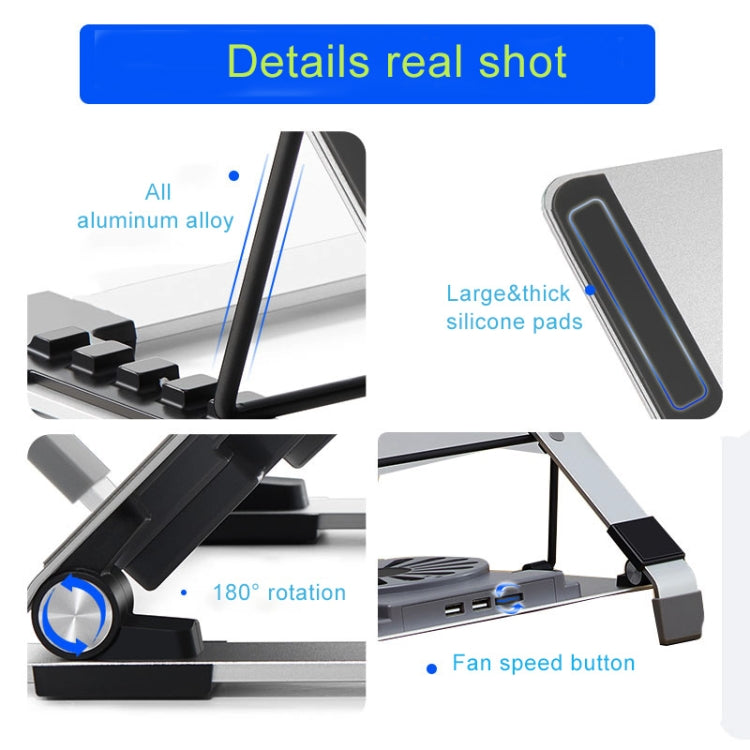 P3 Adjustable Aluminum Foldable Portable Laptop Notebook Fan Stand Bracket - HoMEdemic™ 