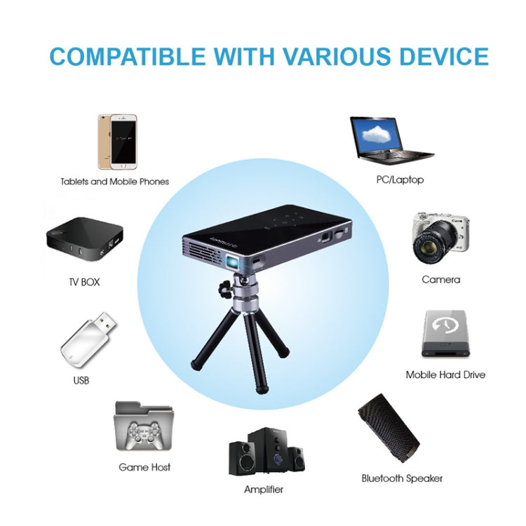 P8I 854x480 100LM Mini Portable Multimedia DLP Projector - HoMEdemic™ 