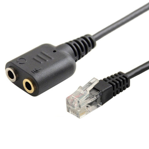 Dual 3.5mm Female to RJ9 PC / Mobile Phones Headset to Office Phone Adapter Convertor Cable, Length: 30cm - HoMEdemic™ 