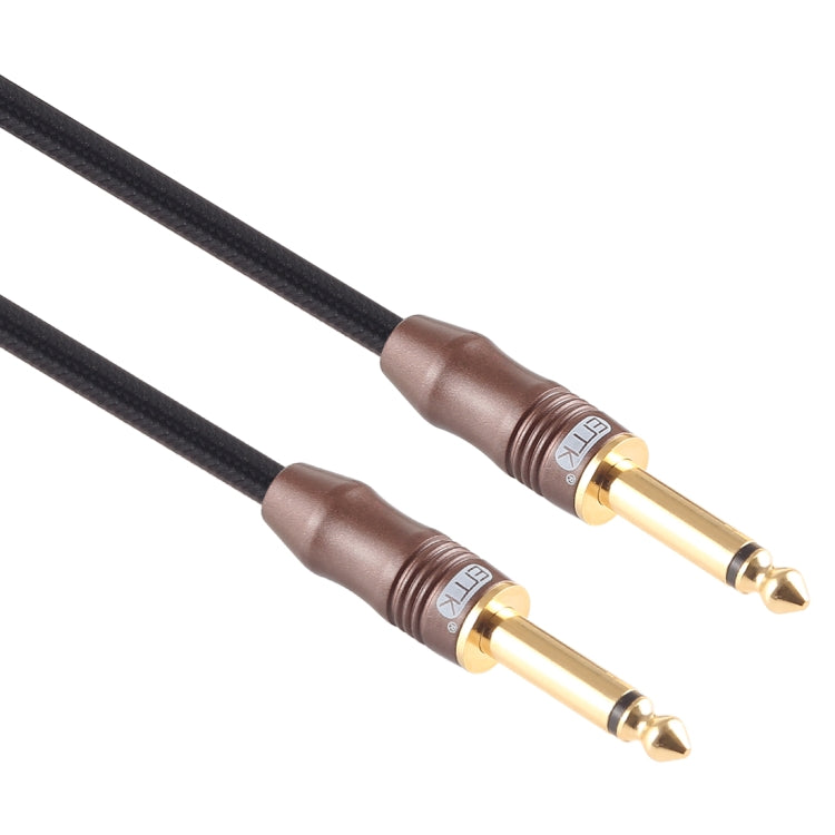 EMK 6.35mm Male to Male 3 Section Gold-plated Plug Cotton Braided Audio Cable for Guitar Amplifier Mixer, Length: 1.5m - HoMEdemic™ 