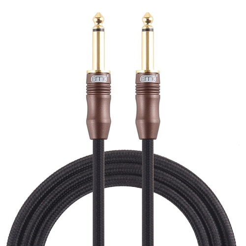 EMK 6.35mm Male to Male 3 Section Gold-plated Plug Cotton Braided Audio Cable for Guitar Amplifier Mixer, Length: 1.5m - HoMEdemic™ 