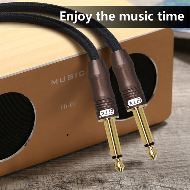 EMK 6.35mm Male to Male 3 Section Gold-plated Plug Cotton Braided Audio Cable for Guitar Amplifier Mixer, Length: 1.5m - HoMEdemic™ 