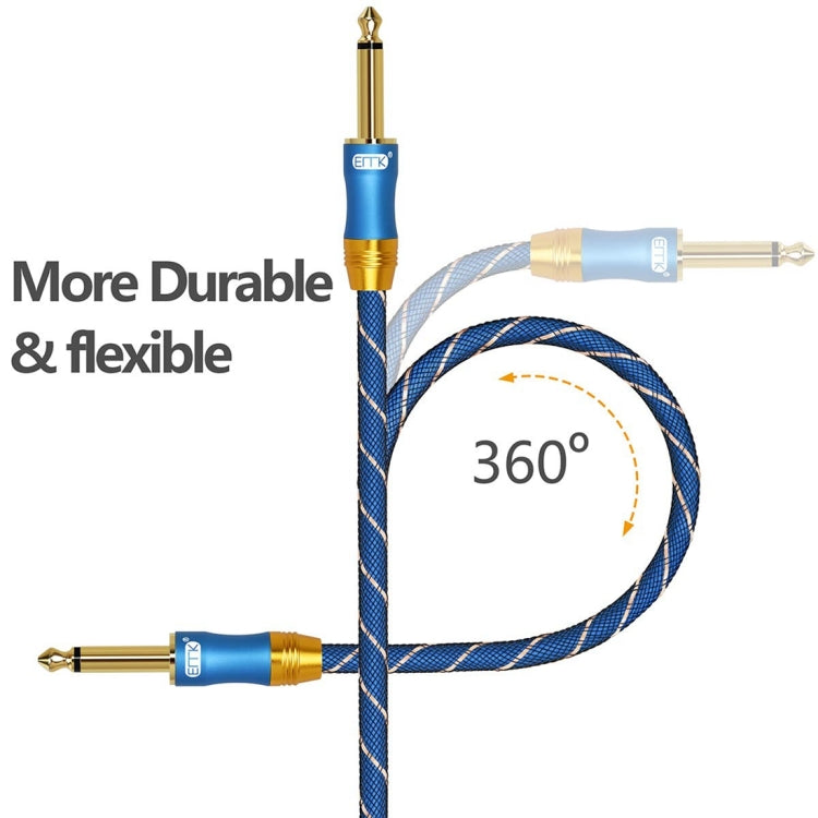 EMK 6.35mm Male to Male 3 Section Gold-plated Plug Grid Nylon Braided Audio Cable for Speaker Amplifier Mixer, Length: 1.5m - HoMEdemic™ 