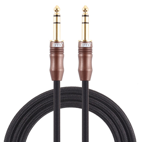 EMK 6.35mm Male to Male 4 Section Gold-plated Plug Cotton Braided Audio Cable for Guitar Amplifier Mixer, Length: 2m - HoMEdemic™ 