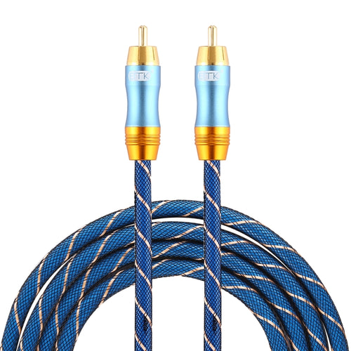 EMK 8mm RCA Male to 6mm RCA Male Gold-plated Plug Grid Nylon Braided Audio Coaxial Cable for Speaker Amplifier Mixer, Length: 2m - HoMEdemic™ 